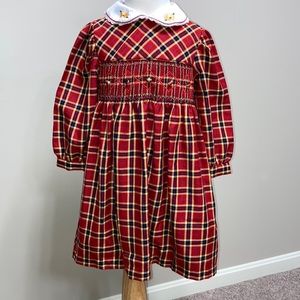 Vintage b.t. Kids red plaid smocked long sleeve dress 4t